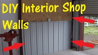 DIY Corrugated Metal And Plywood Interior Walls for Metal Building  Workshop [upl. by Helsie962]