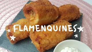 FLAMENQUINES CON JAMÓN SERRANO Y QUESO  RECETA RÁPIDA Y FÁCIL [upl. by Leiser969]