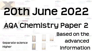 AQA Chemistry Paper 2 Revision  20th June 2022  GCSE Separate Science Higher Exam [upl. by Ettezus]