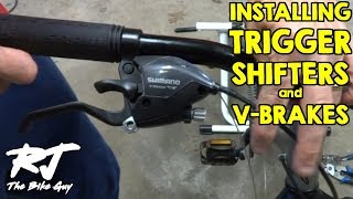 Installing Trigger ShiftersV Brake Levers On Mountain Bike [upl. by Lanfri739]