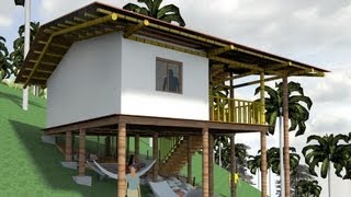 Casa indígena Palafitica en madera y bambú Guadua [upl. by Yasui]