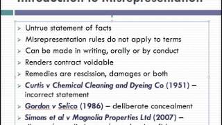 Misrepresentation Lecture 1 of 4 [upl. by Oivaf706]