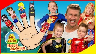 Singalong Finger Family with Superheros  Live Nursery Rhymes  The Mik Maks [upl. by Melina]